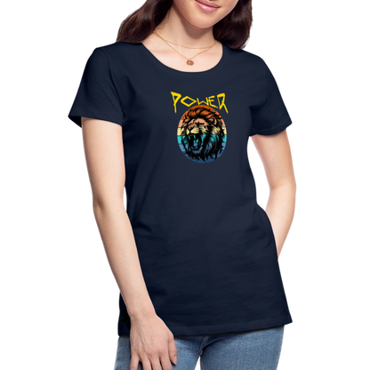 Naisten Spreadshirt Premium T-paita Power Lion - navy
