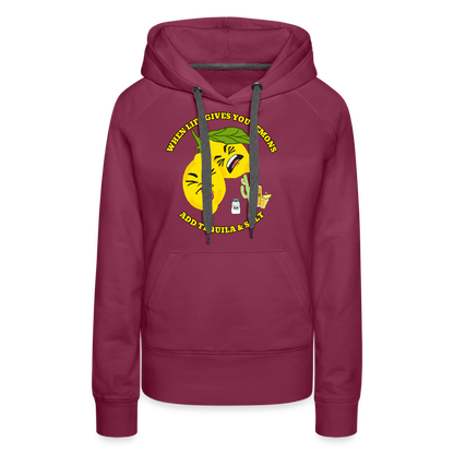 Naisten Premium huppari When life gives lemons - bordeaux