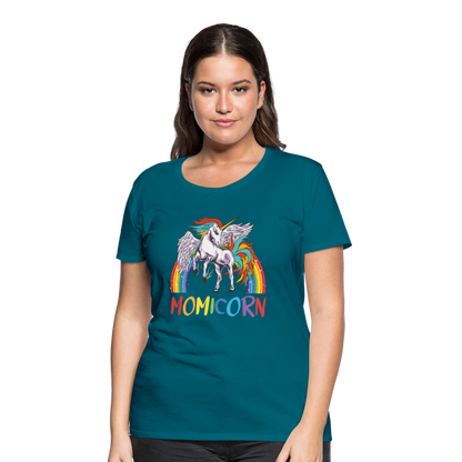 Naisten Spreadshirt Premium T-Paita Momicorn Printillä - turkoosi