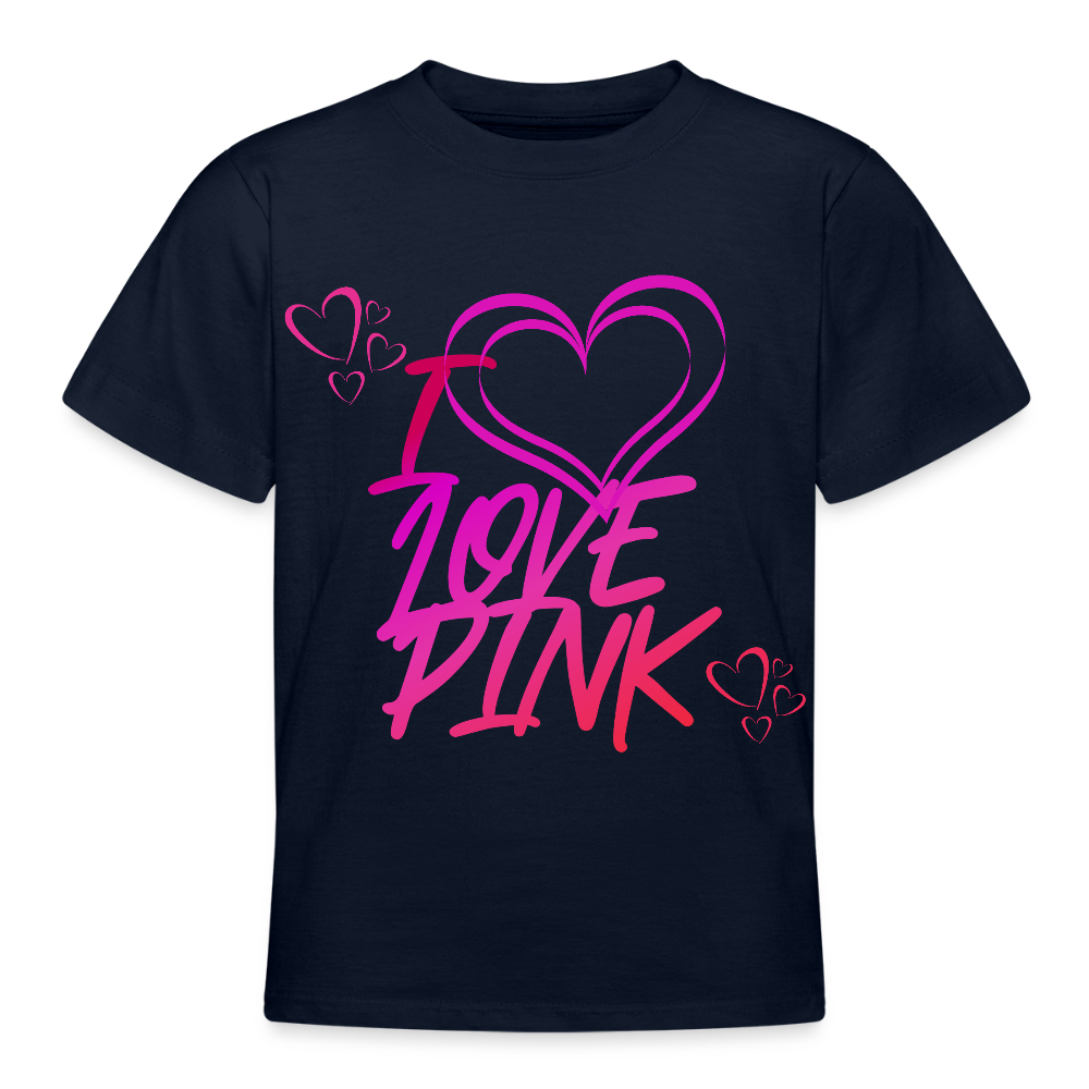 B&C Nuorten T-paita I Love Pink 9-14-Vuotiaille - laivasto