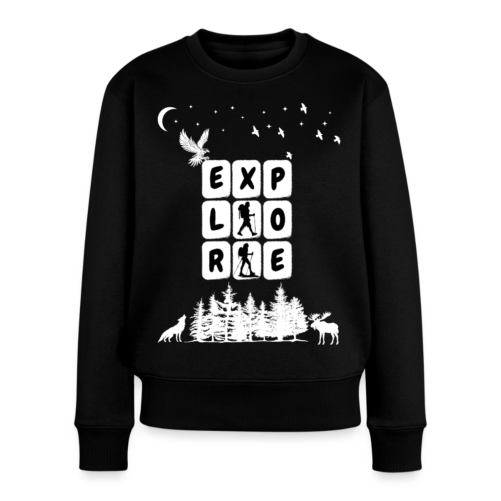 Naisten premium collegepaita Explore - musta