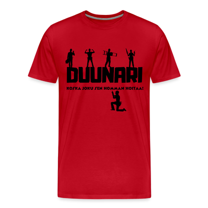 Miesten Spreadshirt Premium T-paita Duunari Printillä - punainen