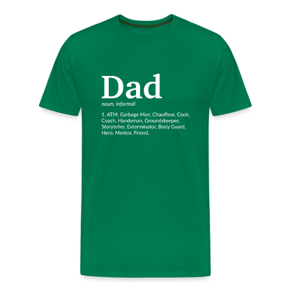 Miesten Spreashirt Premium T-Paita Dad aiheisella Rinta- ja hihaprintillä - kelly vihreä