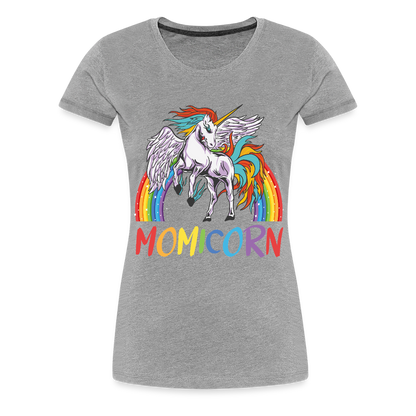 Naisten Spreadshirt Premium T-Paita Momicorn Printillä - harmaasävyinen