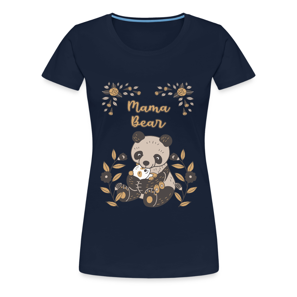 Naisten Spreadshirt Premium T-Paita Panda Mama Bear Printillä - navy