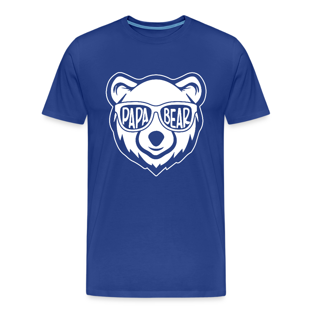 Miesten Spreadshirt Premium T-Paita Papa Bear Printillä - kuninkaansininen