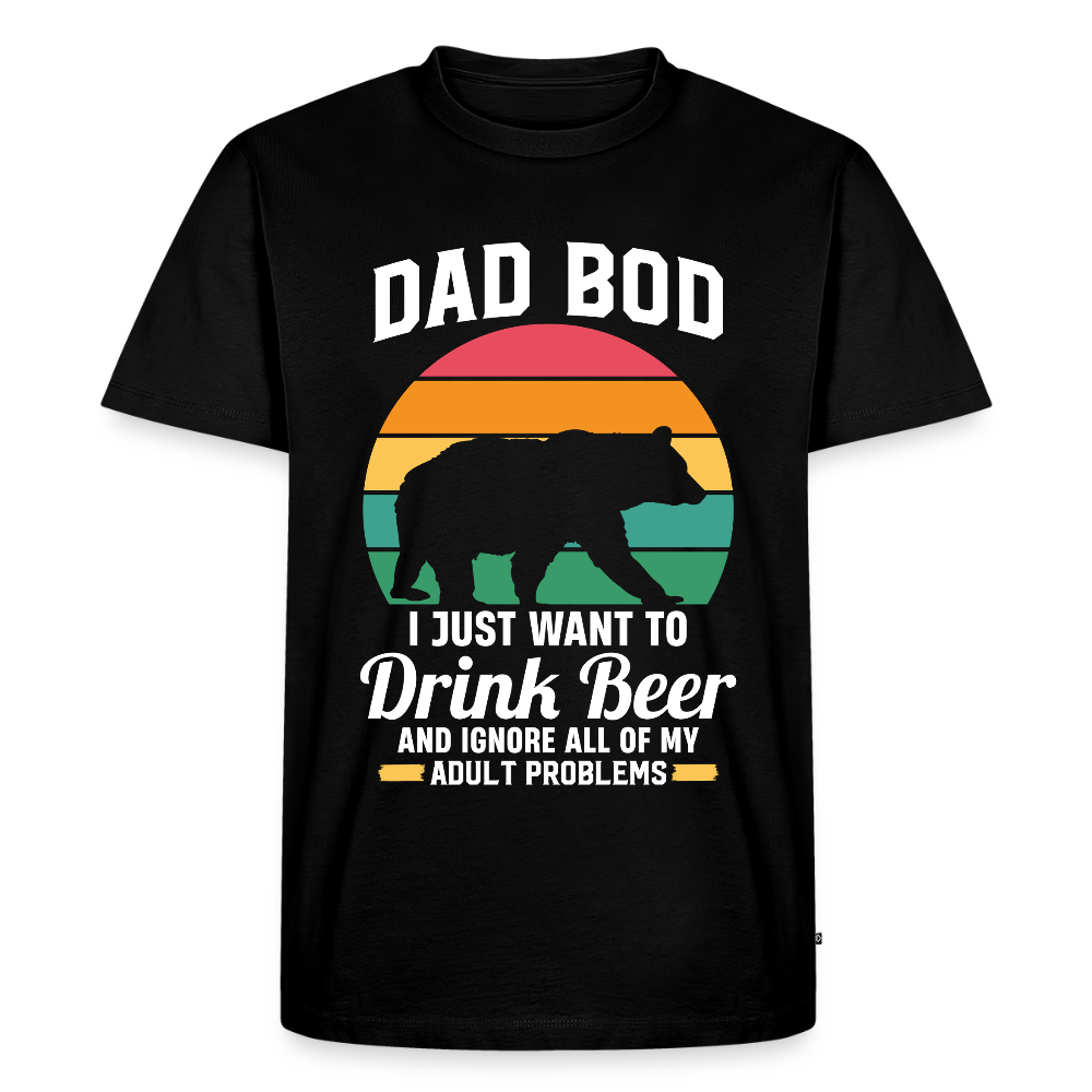 Miesten Spreadshirt Premium T-Paita DAD BOD printillä - musta