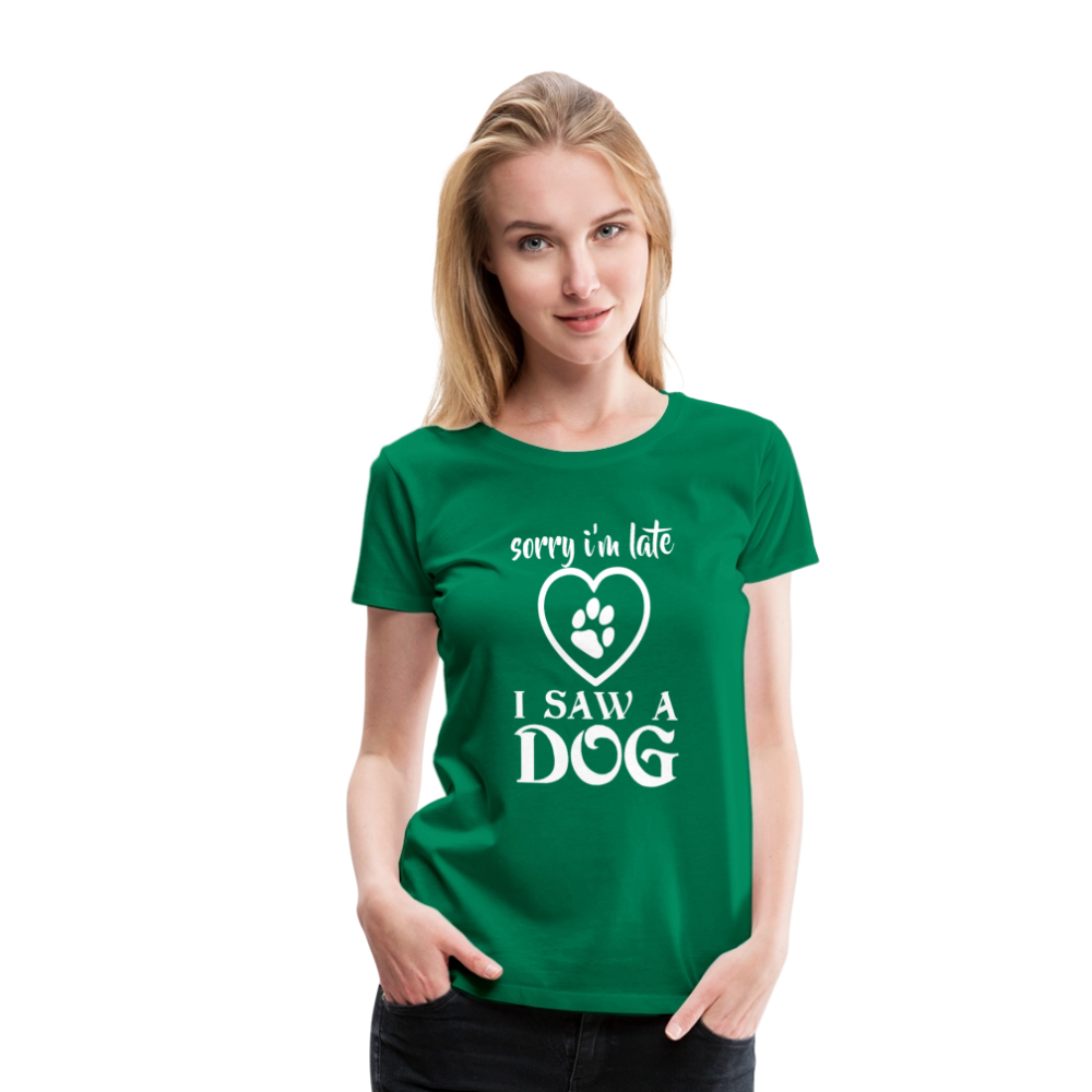 Naisten Spreadshirt Premium T-Paita Koira-aiheisella Printillä - kelly vihreä