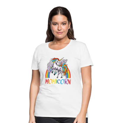 Naisten Spreadshirt Premium T-Paita Momicorn Printillä - valkoinen
