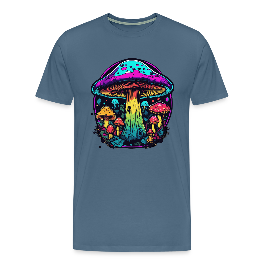 Miesten Spreadshirt Premium t-paita Värikkäällä sieniaiheella - siniharmaa