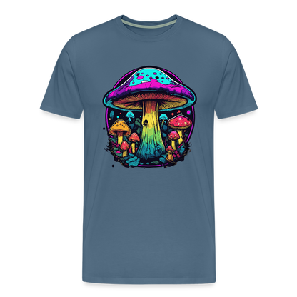 Miesten Spreadshirt Premium t-paita Värikkäällä sieniaiheella - siniharmaa