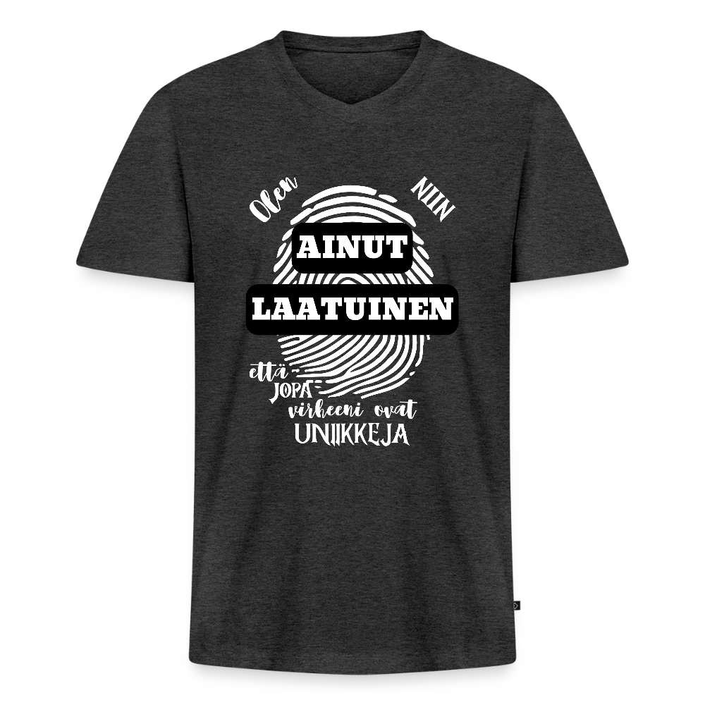 V-aukkoinen miesten luomu T-Paita Ainutlaatuinen - meleerattu antrasiitti