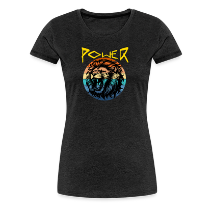 Naisten Spreadshirt Premium T-paita Power Lion - hiilenharmaa