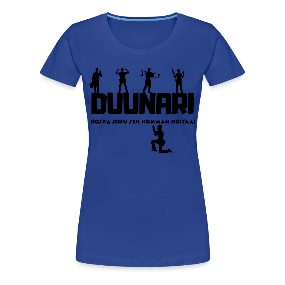 Naisten Spreadshirt Premium T-paita Duunari Printillä - kuninkaansininen
