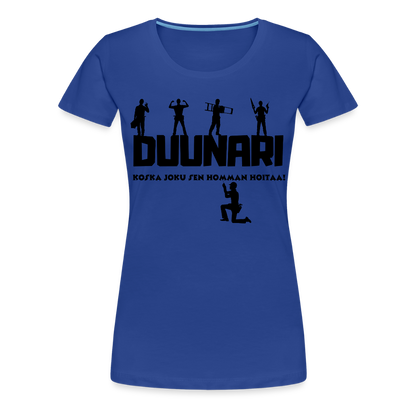 Naisten Spreadshirt Premium T-paita Duunari Printillä - kuninkaansininen