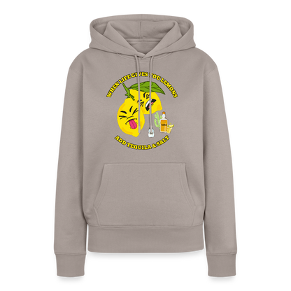 Naisten Premium huppari When life gives lemons - taupe