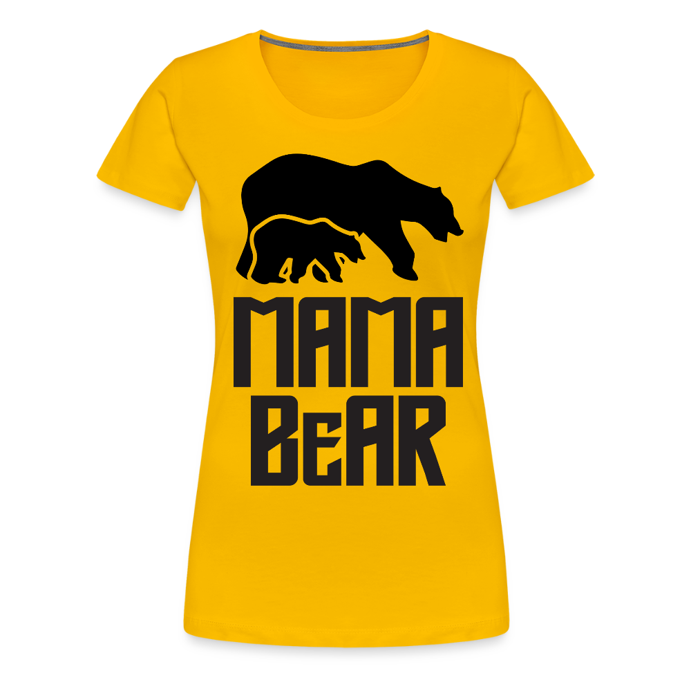 Naisten Spreadshirt Premium T-Paita MAMA BEAR Printillä - auringonkeltainen