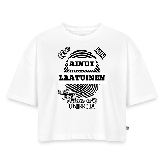 Naisten Oversized luomu lyhyt t-paita Ainutlaatuinen Vaaleat värit - valkoinen