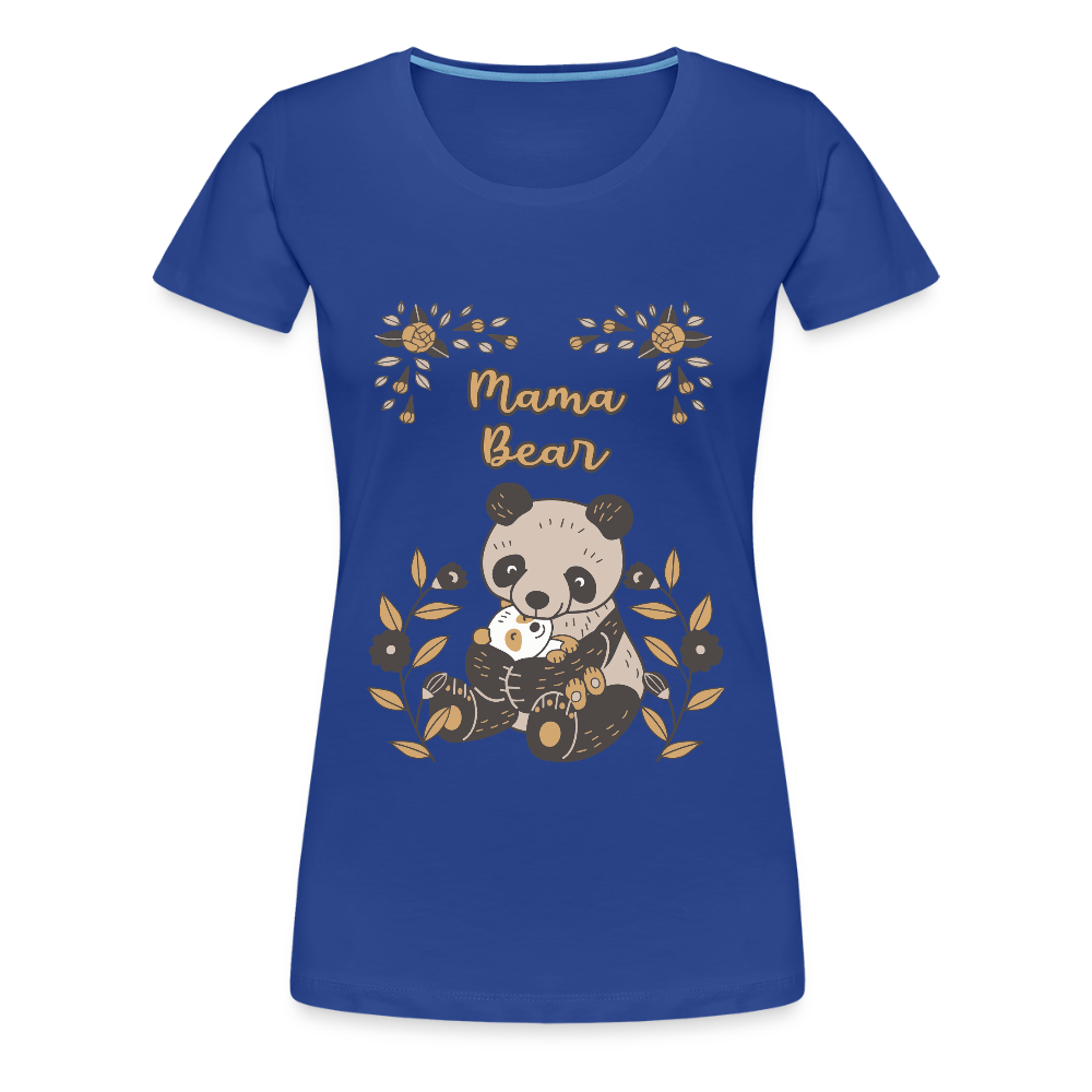 Naisten Spreadshirt Premium T-Paita Panda Mama Bear Printillä - kuninkaansininen