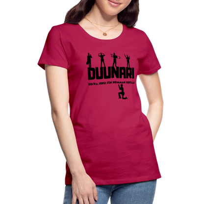 Naisten Spreadshirt Premium T-paita Duunari Printillä - tumma pinkki