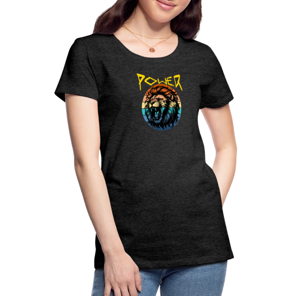 Naisten Spreadshirt Premium T-paita Power Lion - hiilenharmaa