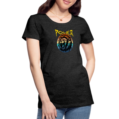 Naisten Spreadshirt Premium T-paita Power Lion - hiilenharmaa