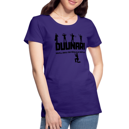 Naisten Spreadshirt Premium T-paita Duunari Printillä - liila