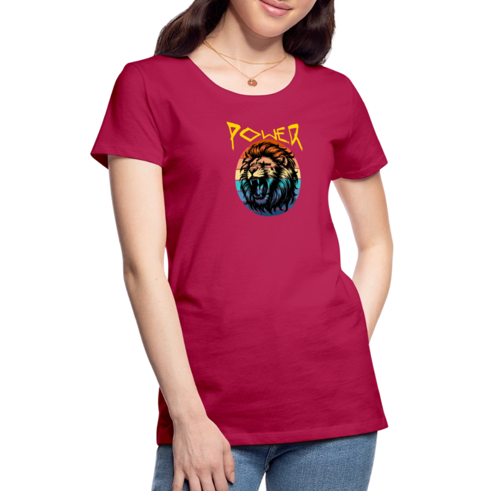 Naisten Spreadshirt Premium T-paita Power Lion - tumma pinkki