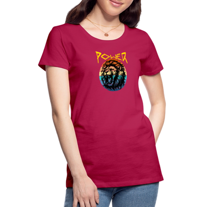 Naisten Spreadshirt Premium T-paita Power Lion - tumma pinkki