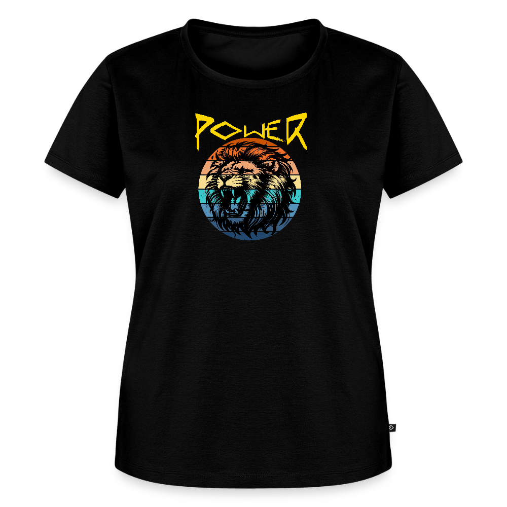 Naisten Spreadshirt Premium T-paita Power Lion - musta