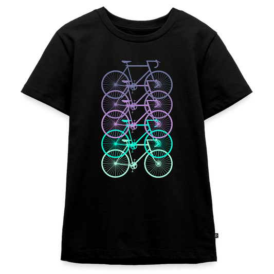 Nuorten Premium T-Paita Spreadshirt Pyörä-aiheisella Printillä - musta