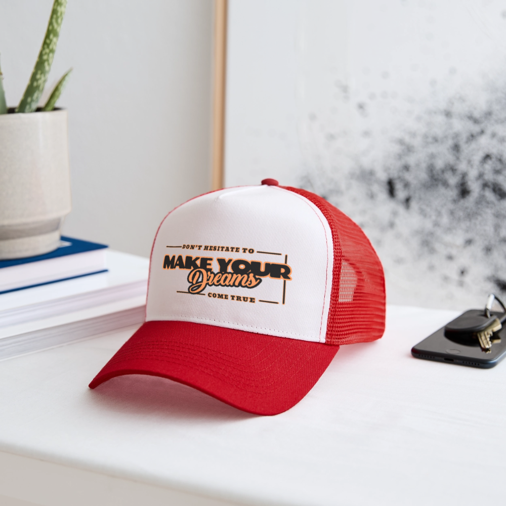 Trucker Lippis make your dreams come true - valkoinen/punainen