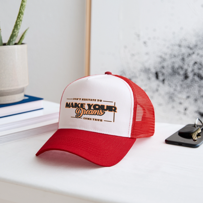 Trucker Lippis make your dreams come true - valkoinen/punainen
