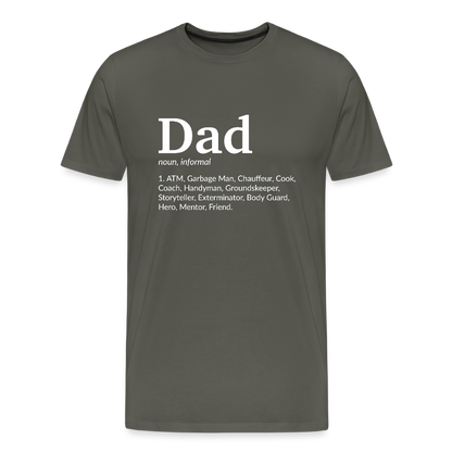 Miesten Spreashirt Premium T-Paita Dad aiheisella Rinta- ja hihaprintillä - asfaltin