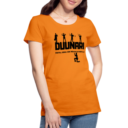 Naisten Spreadshirt Premium T-paita Duunari Printillä - oranssi