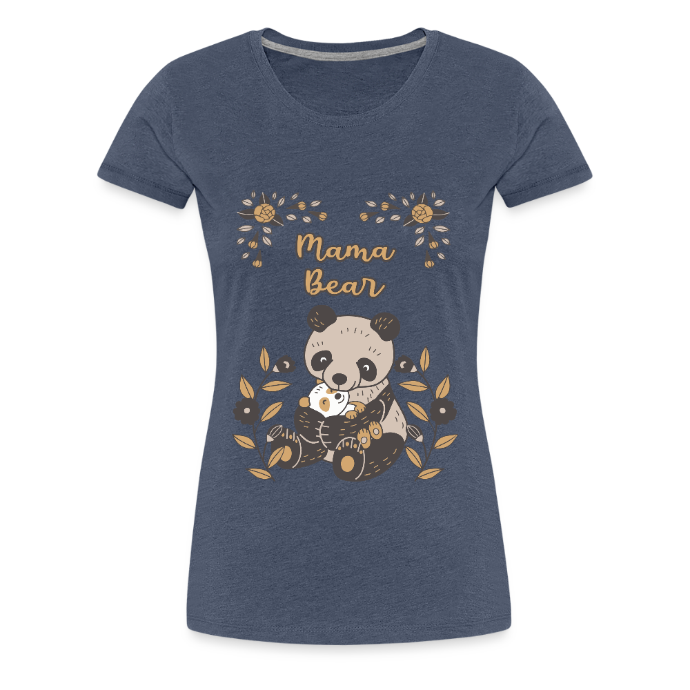 Naisten Spreadshirt Premium T-Paita Panda Mama Bear Printillä - kanervansininen