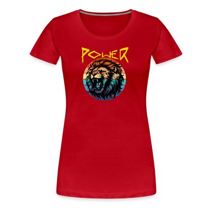 Naisten Spreadshirt Premium T-paita Power Lion - punainen