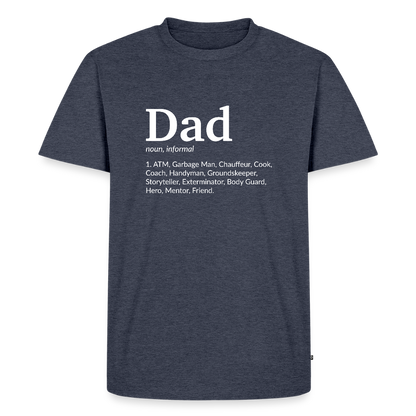 Miesten Spreashirt Premium T-Paita Dad aiheisella Rinta- ja hihaprintillä - deniminsininen 