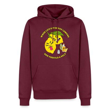 Miesten Premium huppari When life gives lemons - viininpunainen