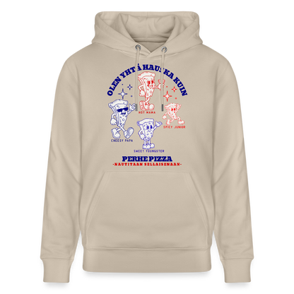 Unisex luomuhuppari Perhe Pizza - beige