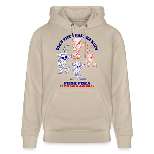 Unisex luomuhuppari Perhe Pizza - beige