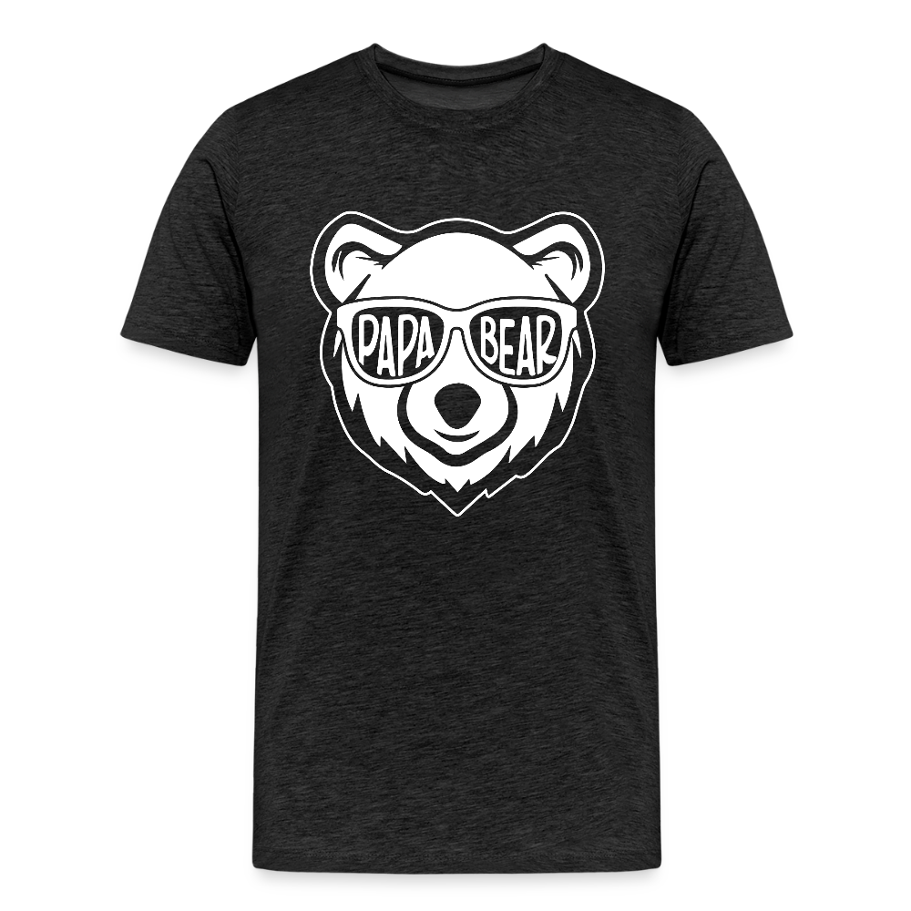 Miesten Spreadshirt Premium T-Paita Papa Bear Printillä - hiilenharmaa