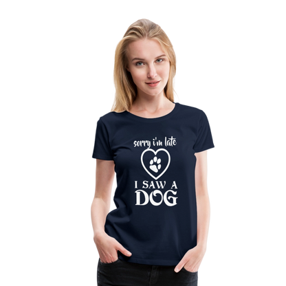 Naisten Spreadshirt Premium T-Paita Koira-aiheisella Printillä - navy