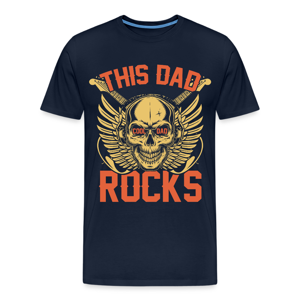 Miesten Spreadshirt Premium T-Paita This dad rocks Printillä - navy
