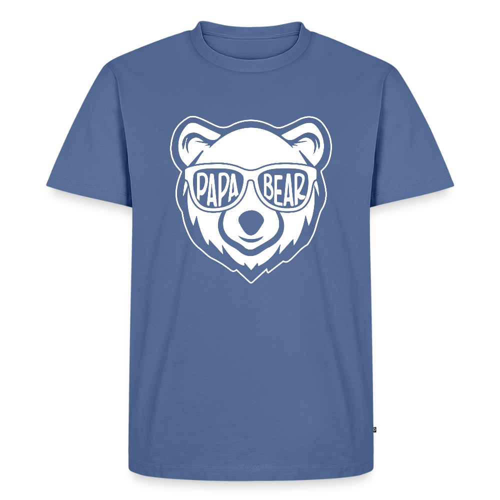 Miesten Spreadshirt Premium T-Paita Papa Bear Printillä - kyyhkynsininen