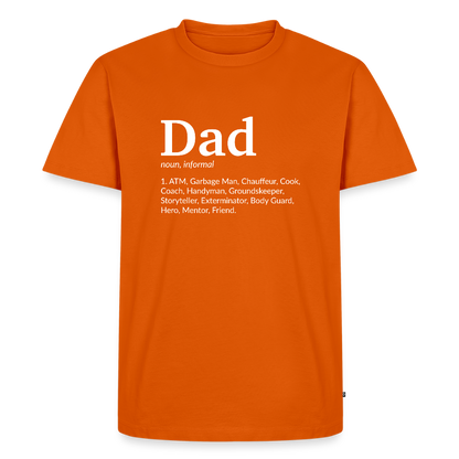 Miesten Spreashirt Premium T-Paita Dad aiheisella Rinta- ja hihaprintillä - oranssi 