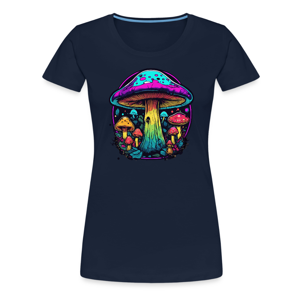 Naisten Spreadshirt Premium T-paita Värikkäällä sieniaiheella - navy