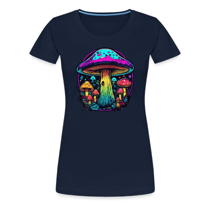 Naisten Spreadshirt Premium T-paita Värikkäällä sieniaiheella - navy