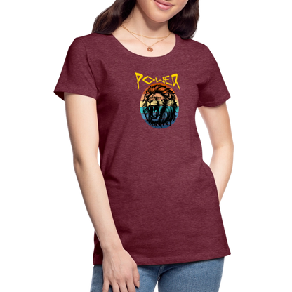 Naisten Spreadshirt Premium T-paita Power Lion - meleerattu viininpunainen