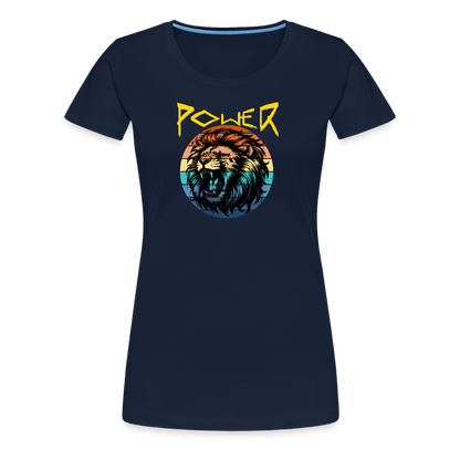 Naisten Spreadshirt Premium T-paita Power Lion - navy